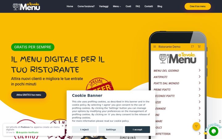 Screenshot of atavola.menu