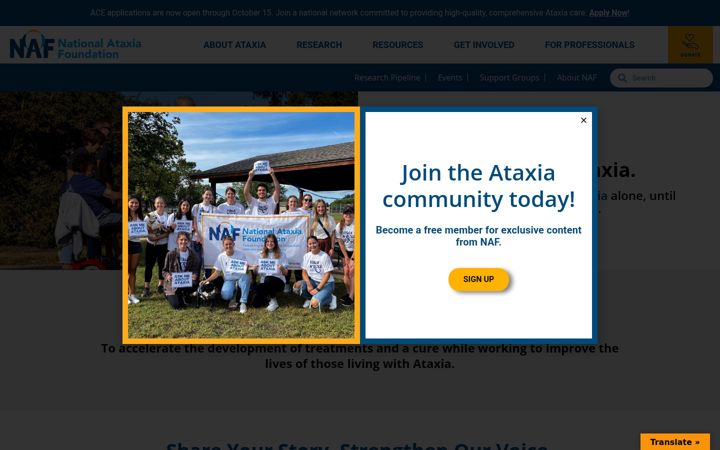 Screenshot of ataxia.org