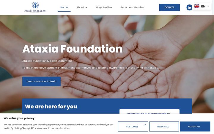 Screenshot of ataxiafoundation.org