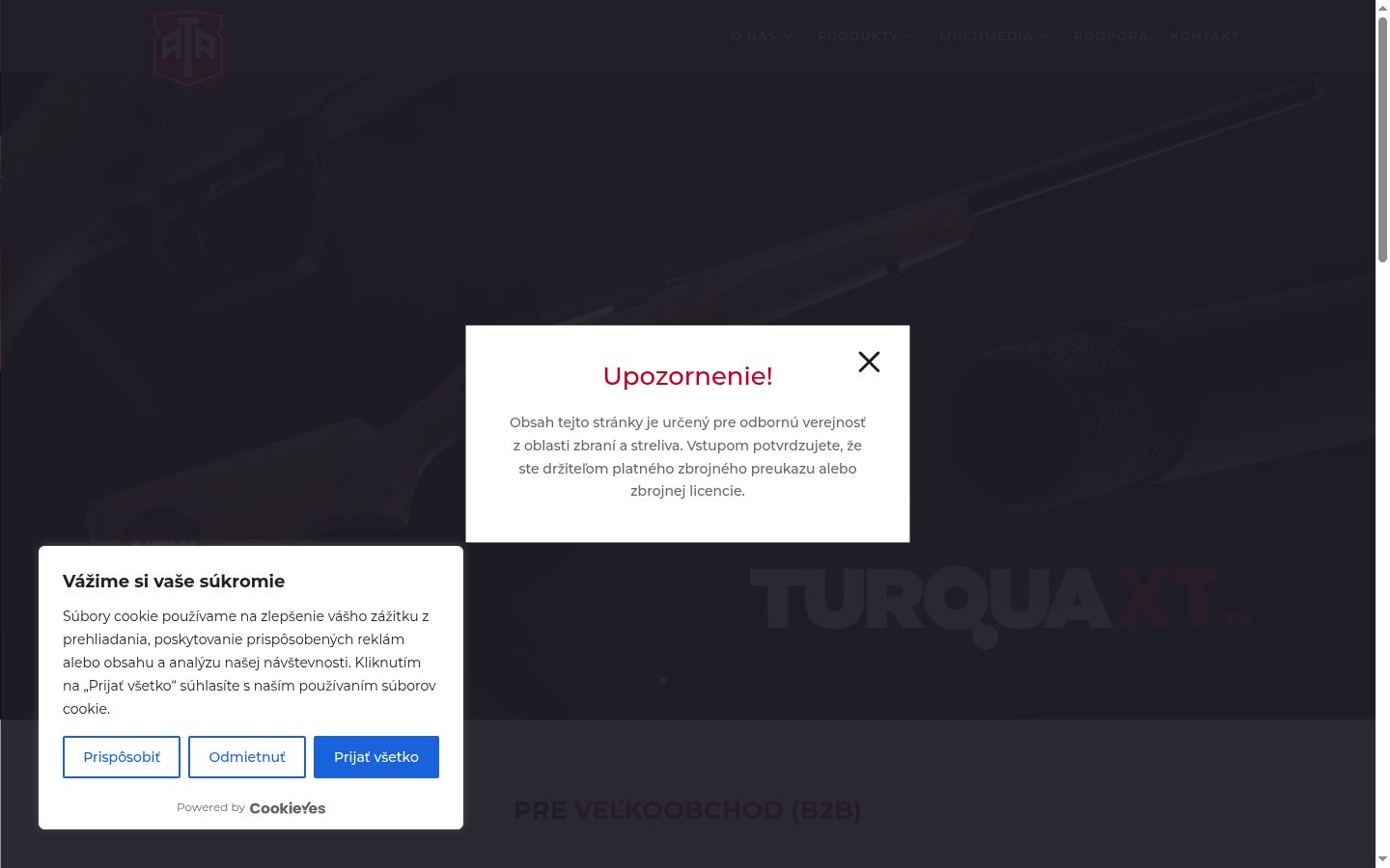 Snímka obrazovky banera súhlasu zobrazeného pred akoukoľvek interakciou
