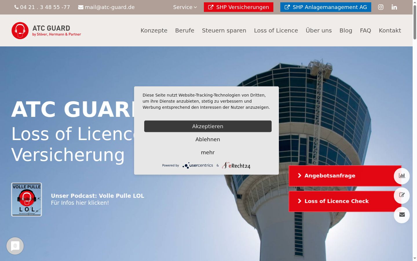 Screenshot del banner di consenso mostrato prima di qualsiasi interazione