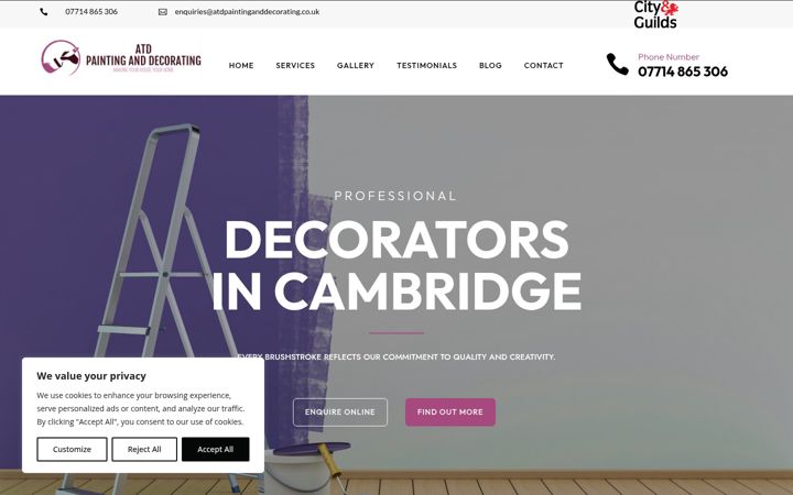 Posnetek zaslona atdpaintinganddecorating.co.uk