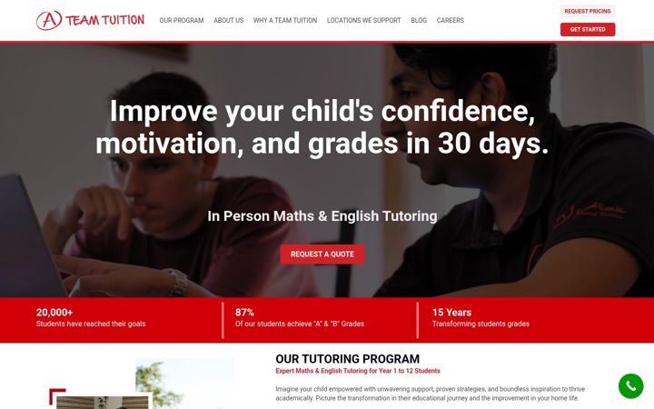 Ekrano kopija ateamtuition.com