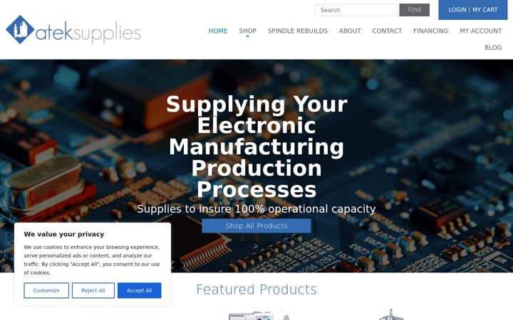 Screenshot of ateksupplies.com
