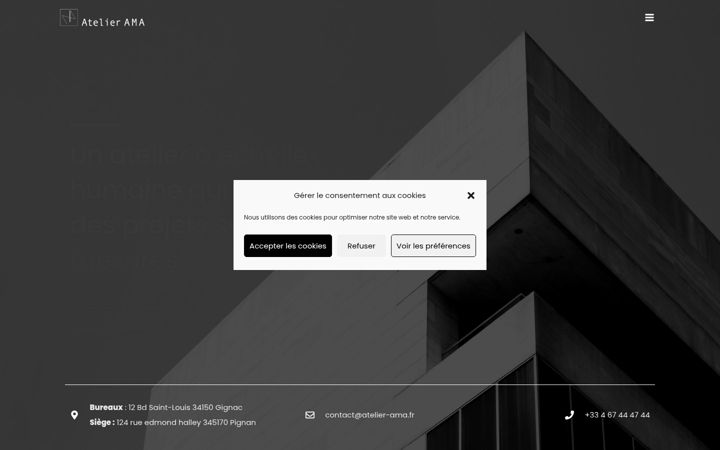 Kuvakaappaus sivustosta atelier-ama.fr