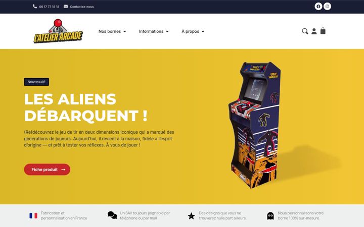 Kuvakaappaus sivustosta atelier-arcade.fr