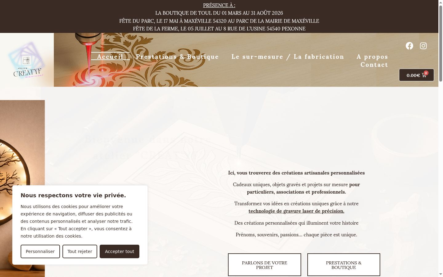 Capture d'écran de la bannière de consentement affichée avant toute interaction