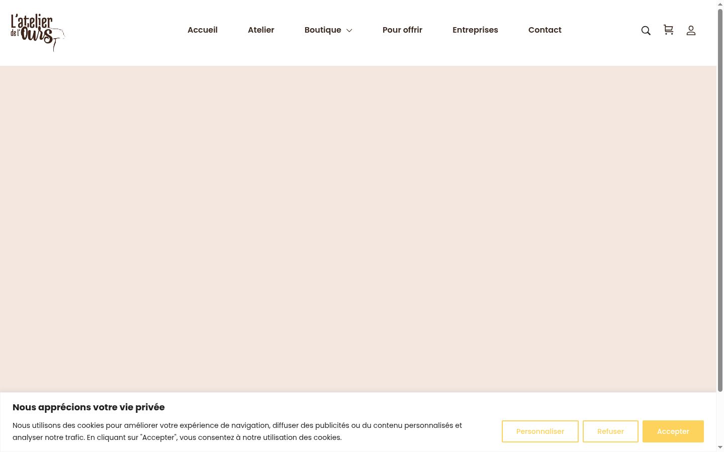 Capture d'écran de la bannière de consentement affichée avant toute interaction