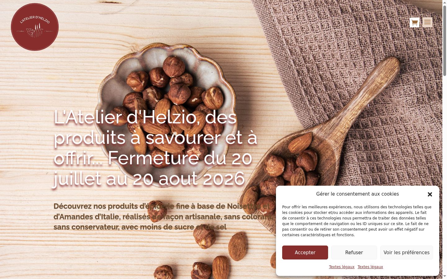 Capture d'écran de la bannière de consentement affichée avant toute interaction