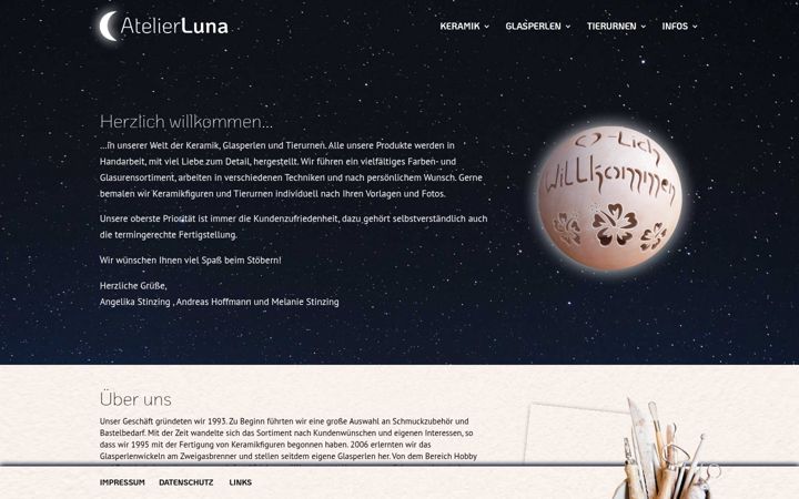 Kuvakaappaus sivustosta atelier-luna.de