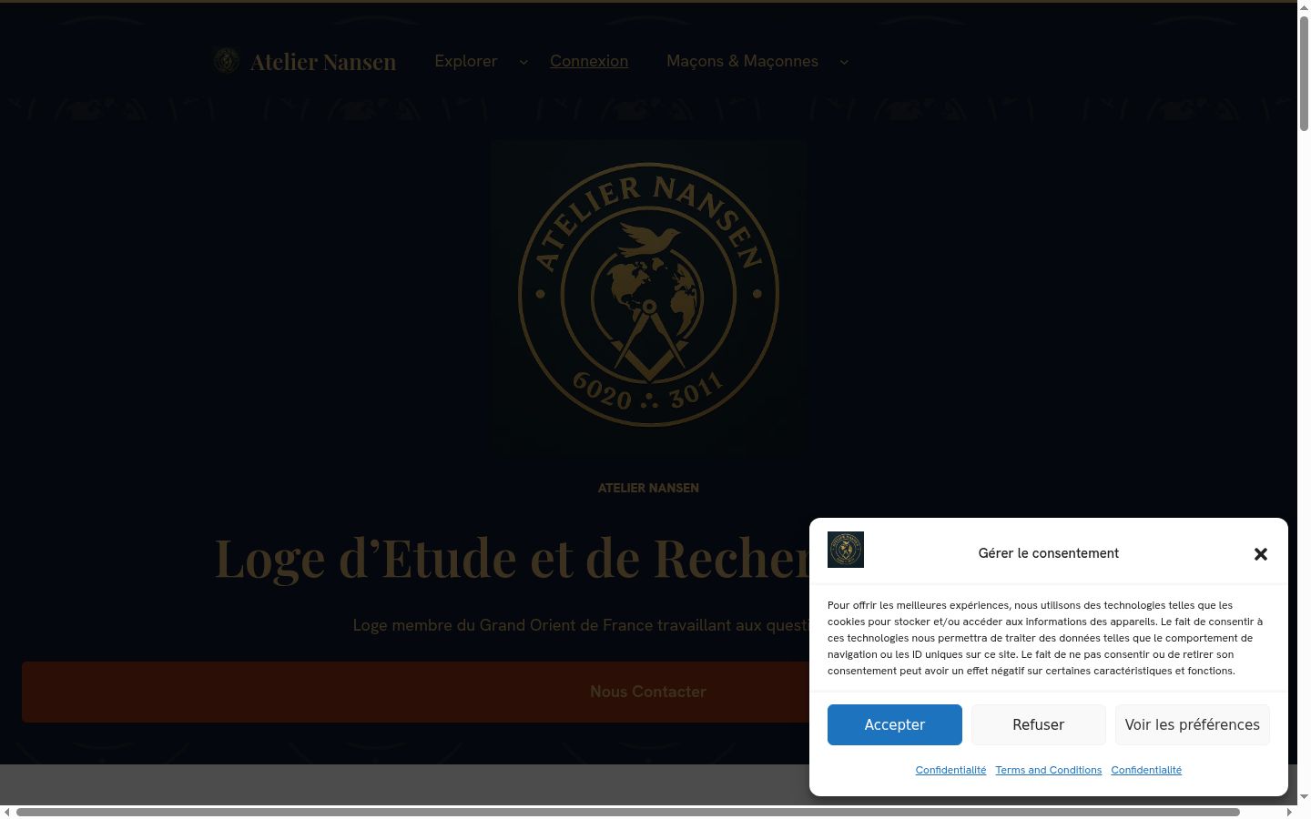 Screenshot del banner di consenso mostrato prima di qualsiasi interazione
