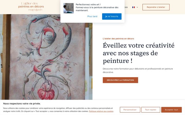 Ekraanipilt saidist atelier-peintres-decors.com