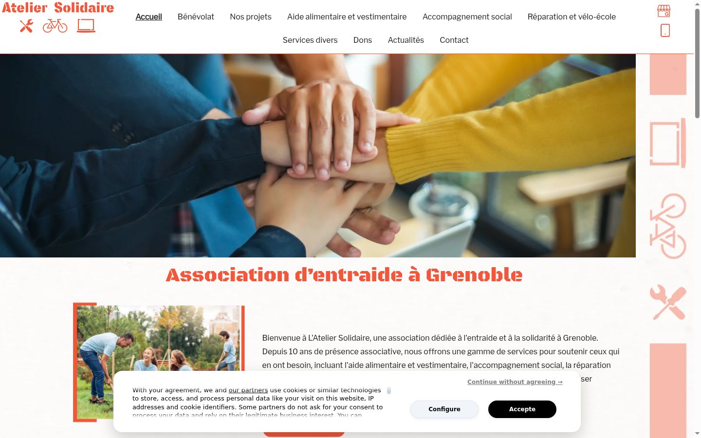 Screenshot del banner di consenso mostrato prima di qualsiasi interazione