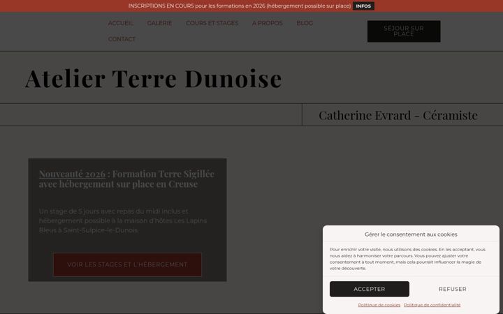 Screenshot of atelier-terre-dunoise.fr