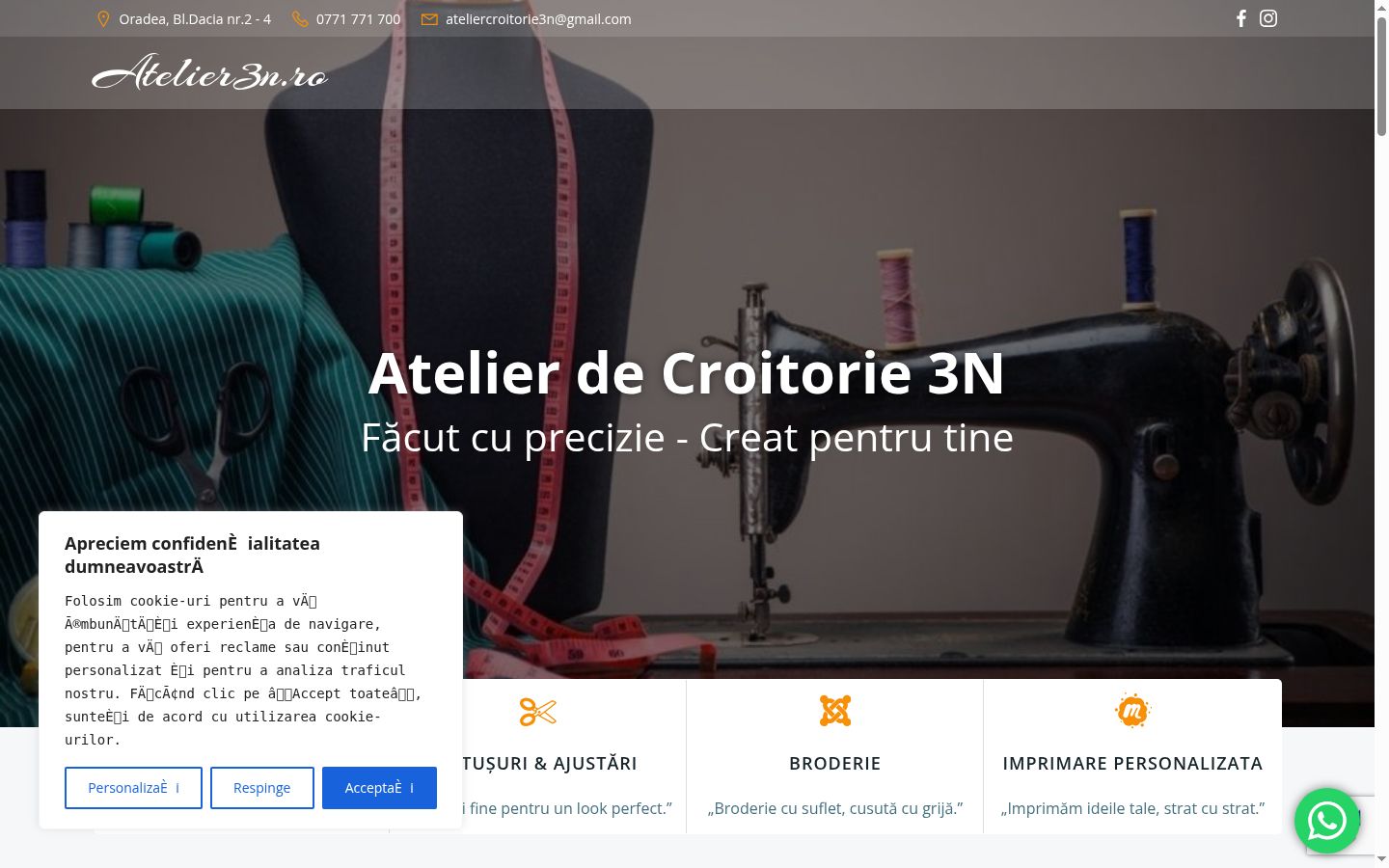 Captură de ecran a bannerului de consimțământ afișat înainte de orice interacțiune