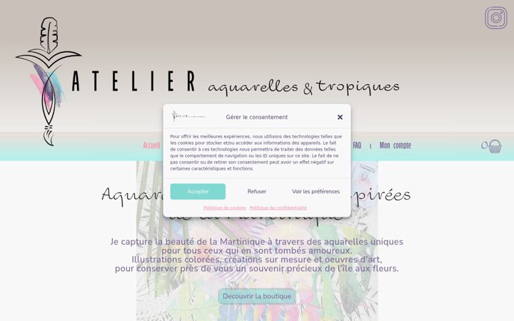 Screenshot ta' atelieraquarellestropiques.com
