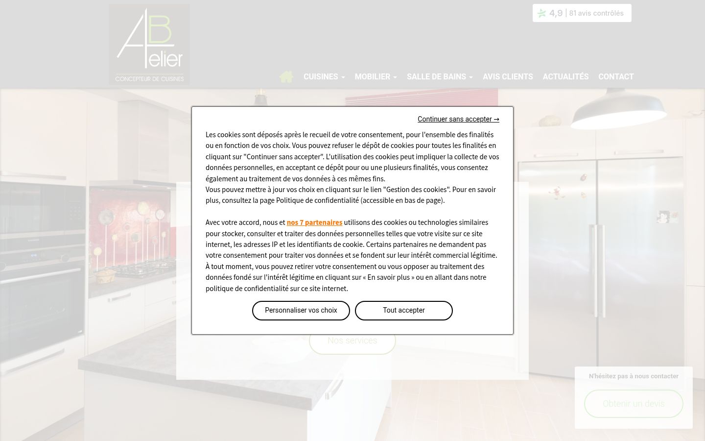 Screenshot del banner di consenso mostrato prima di qualsiasi interazione
