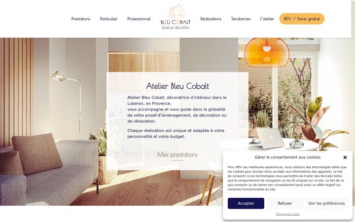 Snímek obrazovky atelierbleucobalt.com