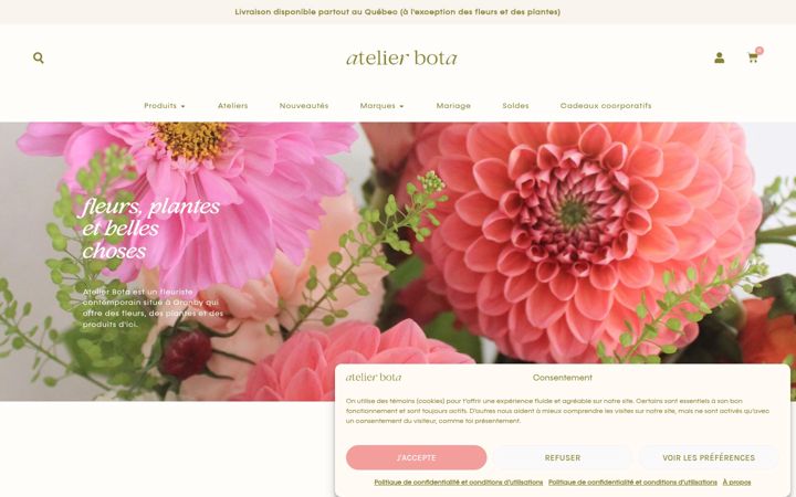 Screenshot of atelierbota.ca