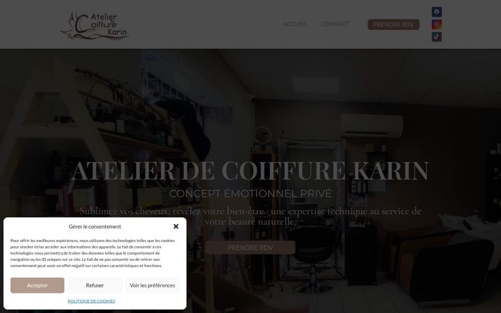 Screenshot of atelierdecoiffurekarin.fr