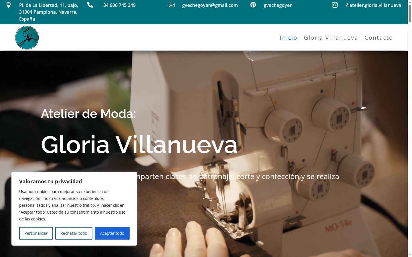 Captura de pantalla del banner de consentimiento mostrado antes de cualquier interacción