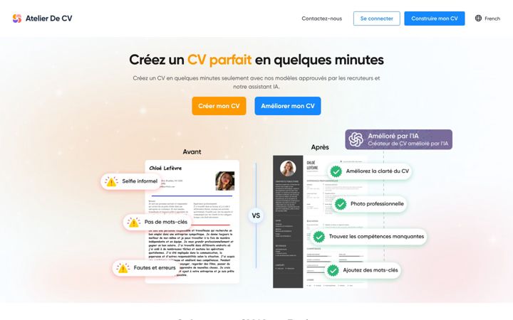Screenshot of atelierdecv.com