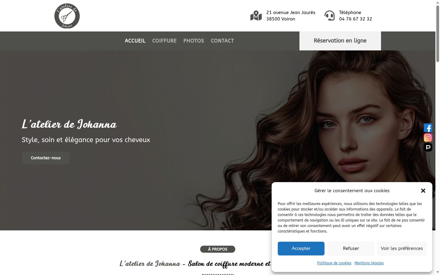 Captura de ecrã do banner de consentimento apresentado antes de qualquer interação