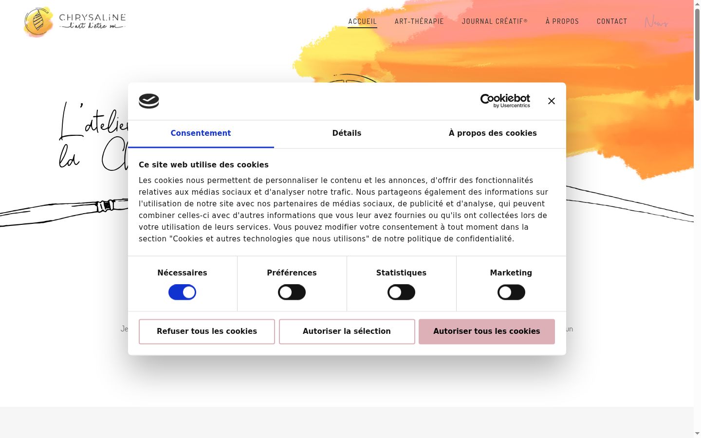 Screenshot del banner di consenso mostrato prima di qualsiasi interazione