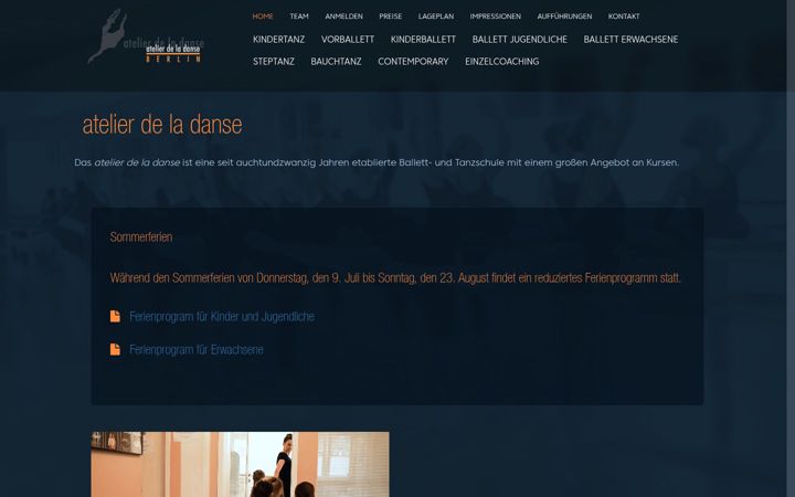 Posnetek zaslona atelierdeladanse.de