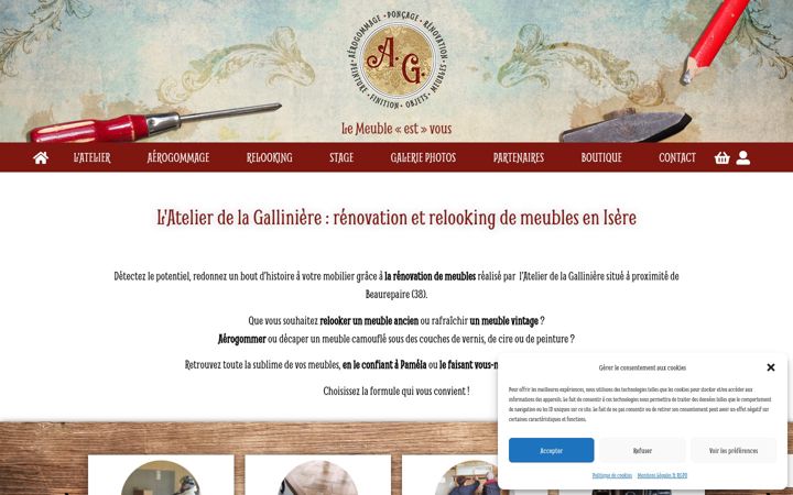 Skærmbillede af atelierdelagalliniere.com