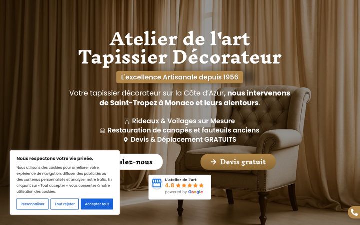 Captura de pantalla de atelierdelart-tapissier.fr