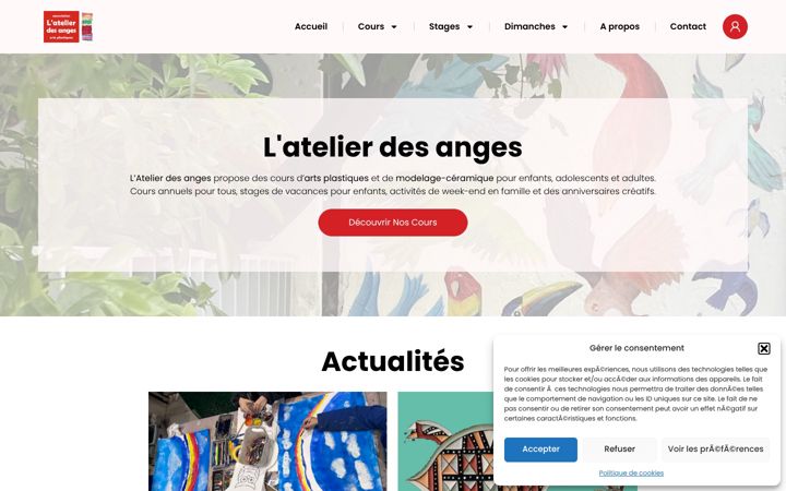 Posnetek zaslona atelierdesanges.net