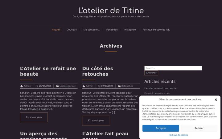 Екранна снимка на atelierdetitine.be