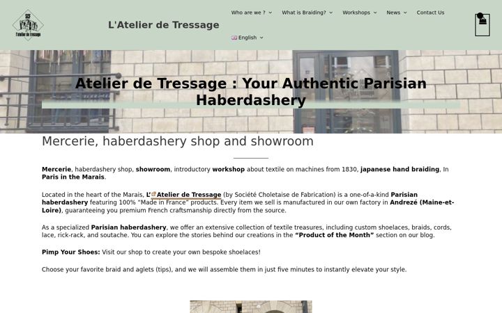 Screenshot of atelierdetressage.paris