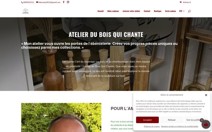 Captura de pantalla de atelierduboisquichante.fr