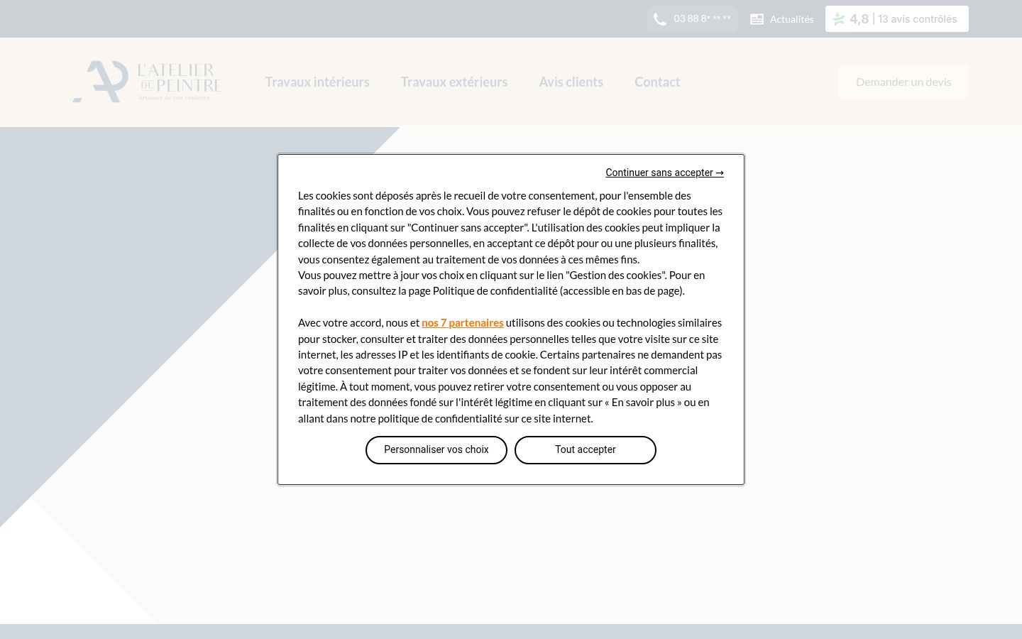 Screenshot des Einwilligungsbanners vor jeglicher Interaktion
