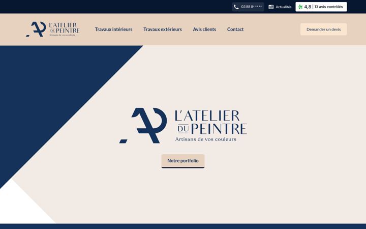 Screenshot of atelierdupeintre67.fr