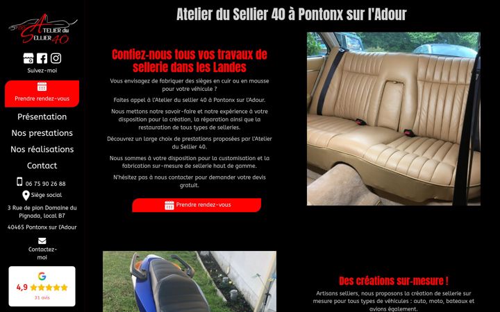 Screenshot of atelierdusellier40.fr