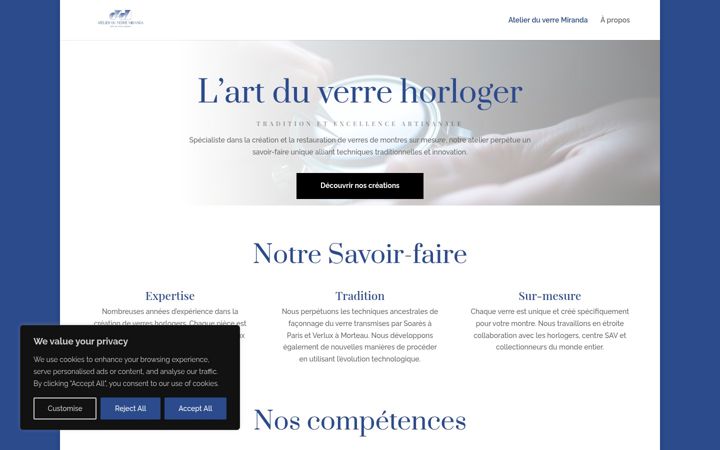 Screenshot of atelierduverremiranda.com