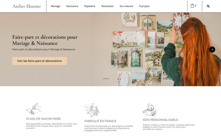 Screenshot of ateliereksento.fr