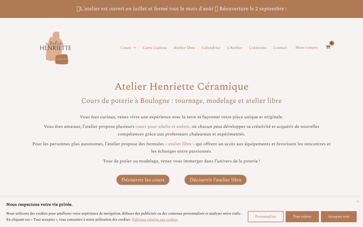 Screenshot of atelierhenrietteceramique.fr