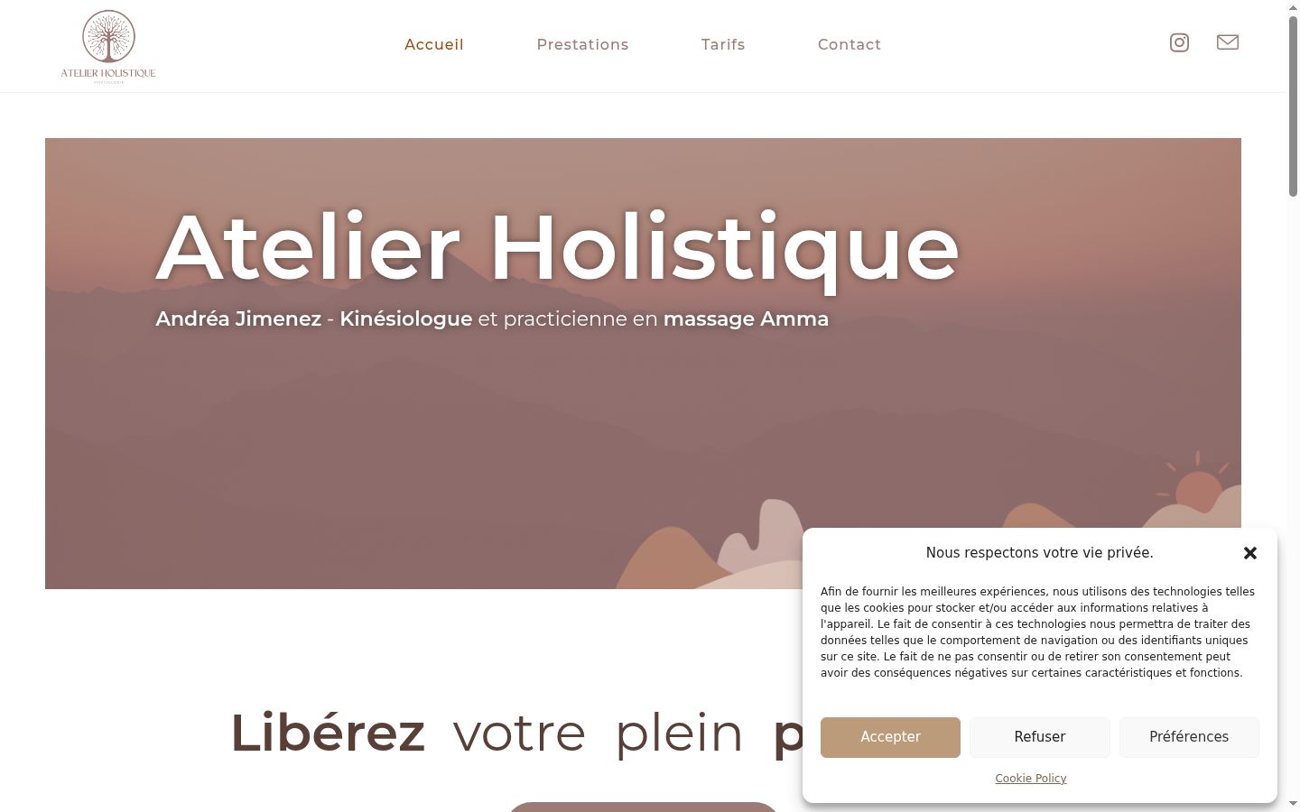 Screenshot del banner di consenso mostrato prima di qualsiasi interazione