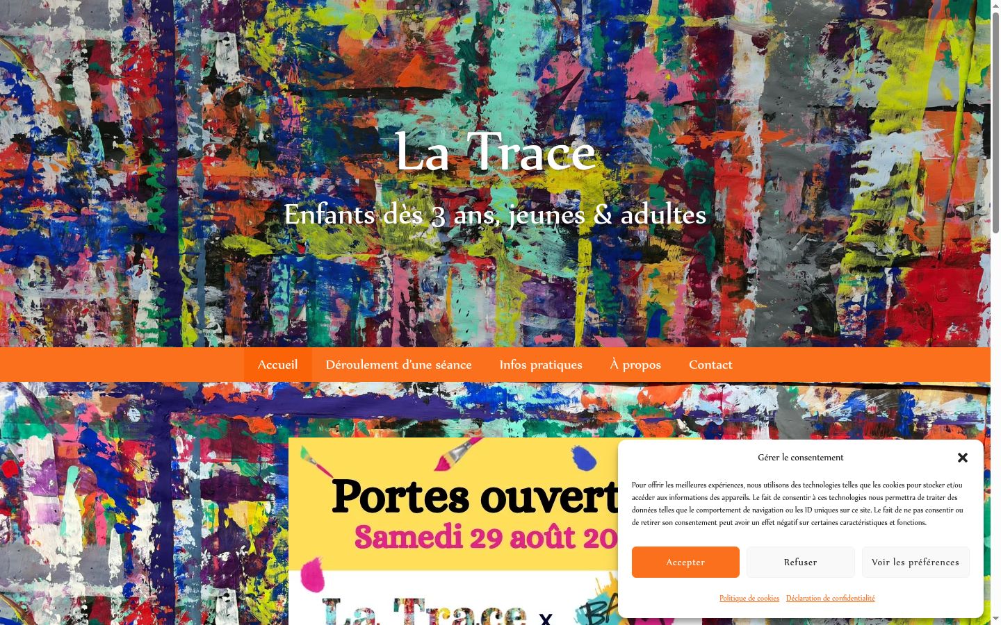 Capture d'écran de la bannière de consentement affichée avant toute interaction