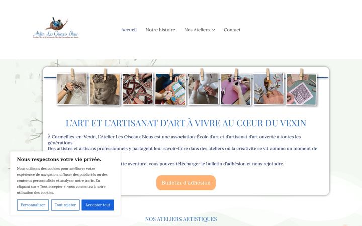 Screenshot of atelierlesoiseauxbleus.fr
