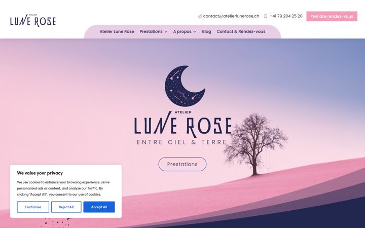 Screenshot of atelierlunerose.ch