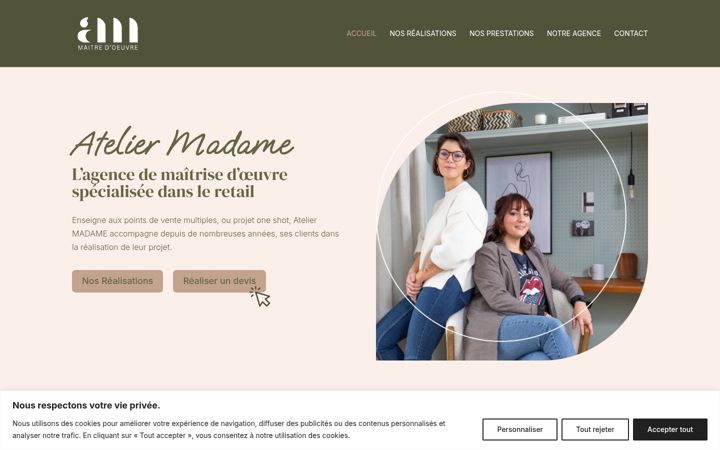 Snímek obrazovky ateliermadame.com