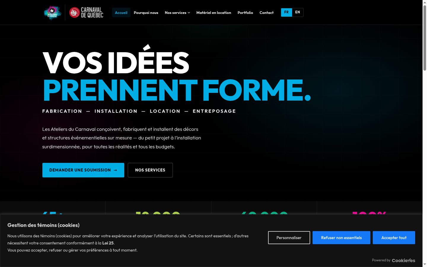 Screenshot of the consent banner shown before any interaction
