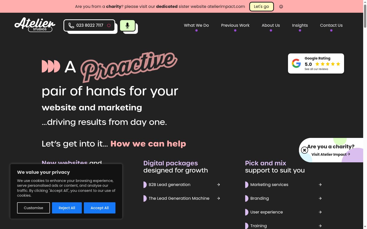 Screenshot of the consent banner shown before any interaction