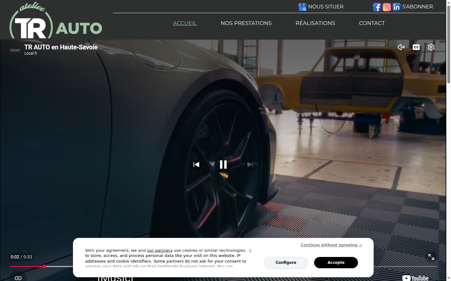 Captura de pantalla del banner de consentimiento mostrado antes de cualquier interacción
