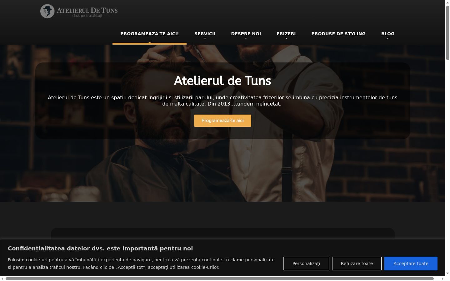 Screenshot del banner di consenso mostrato prima di qualsiasi interazione